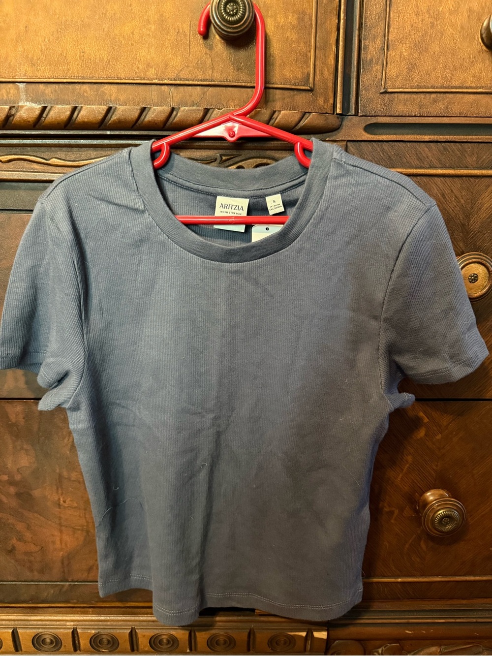Aritzia women’s Short-Sleeve Crewneck — Slate Blue